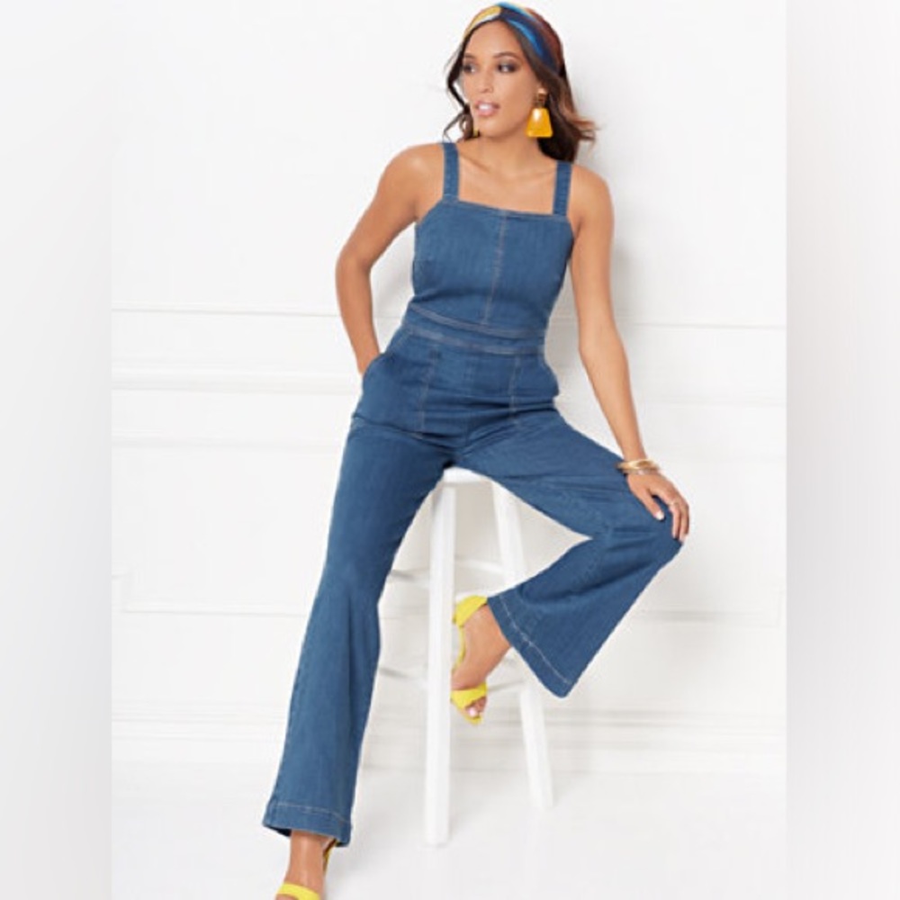 Eva Mendes denim jumpsuit
